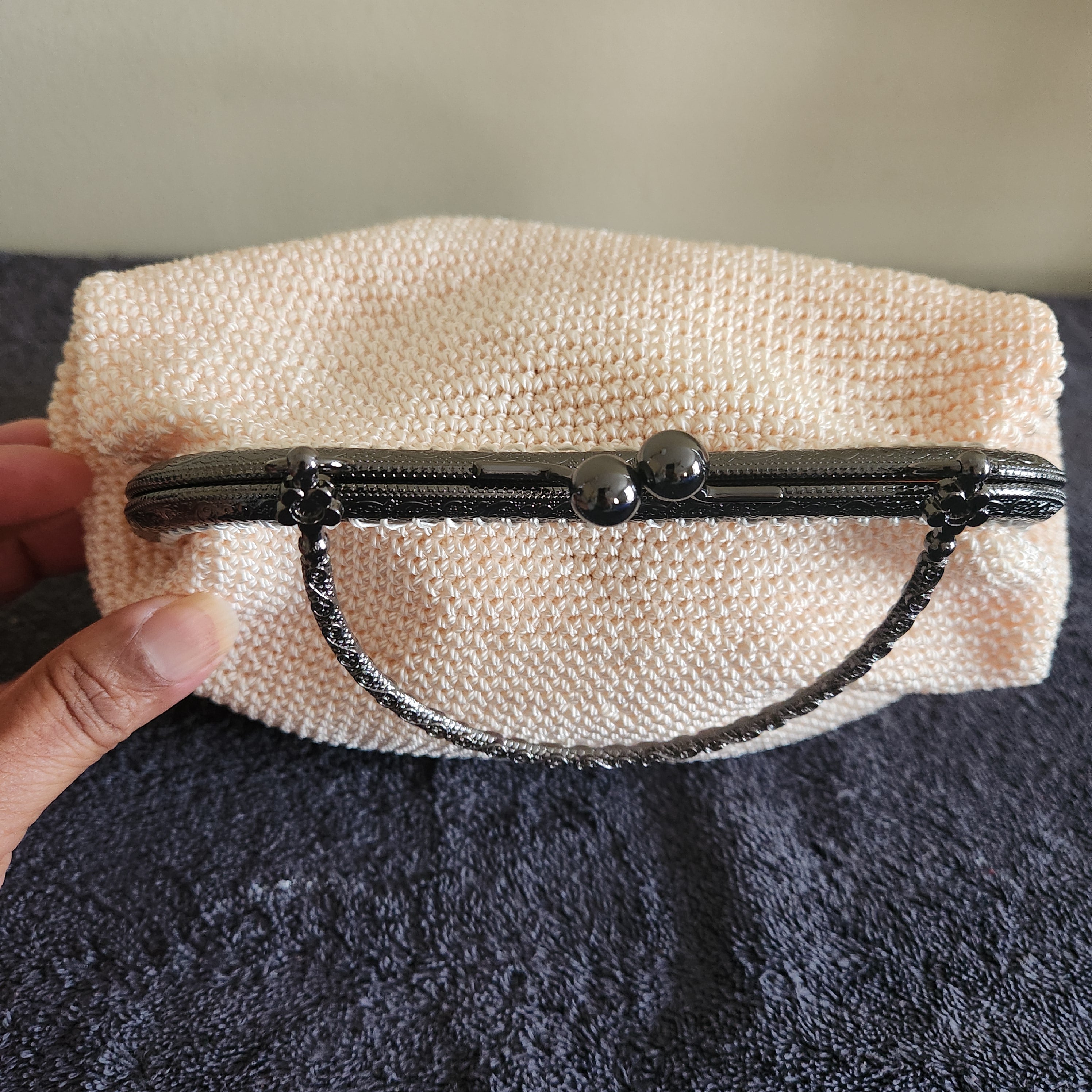 Crochet Nylon Crean Purse ON SALE