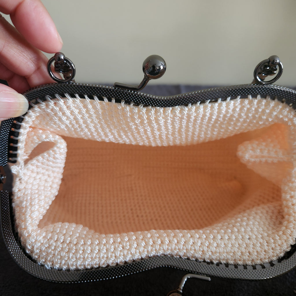 Crochet Nylon Crean Purse ON SALE