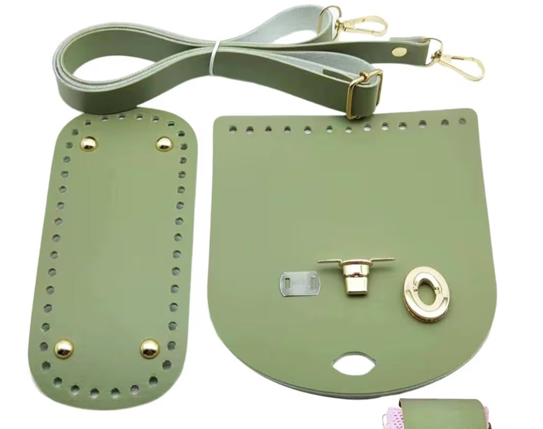 Crochet Handbags w/ Leather Flap & Bottom