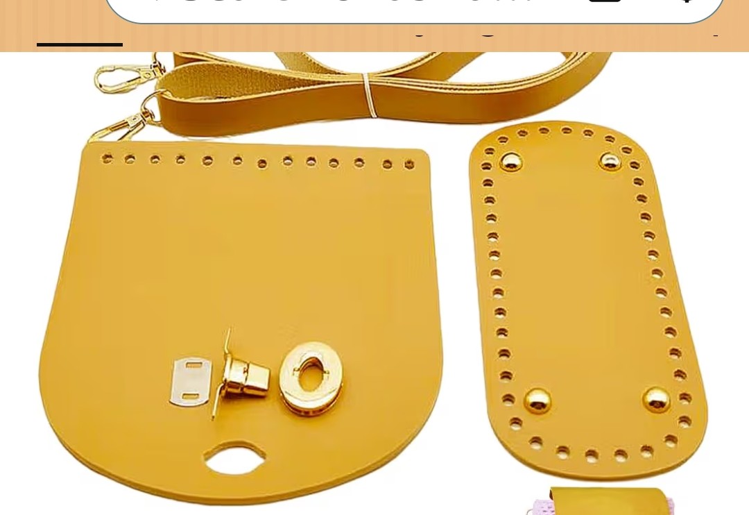 Crochet Handbags w/ Leather Flap & Bottom