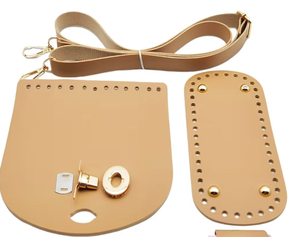 Crochet Handbags w/ Leather Flap & Bottom