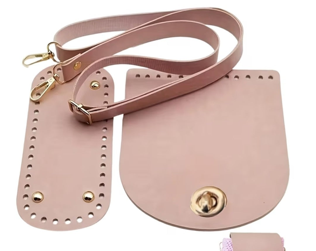 Crochet Handbags w/ Leather Flap & Bottom
